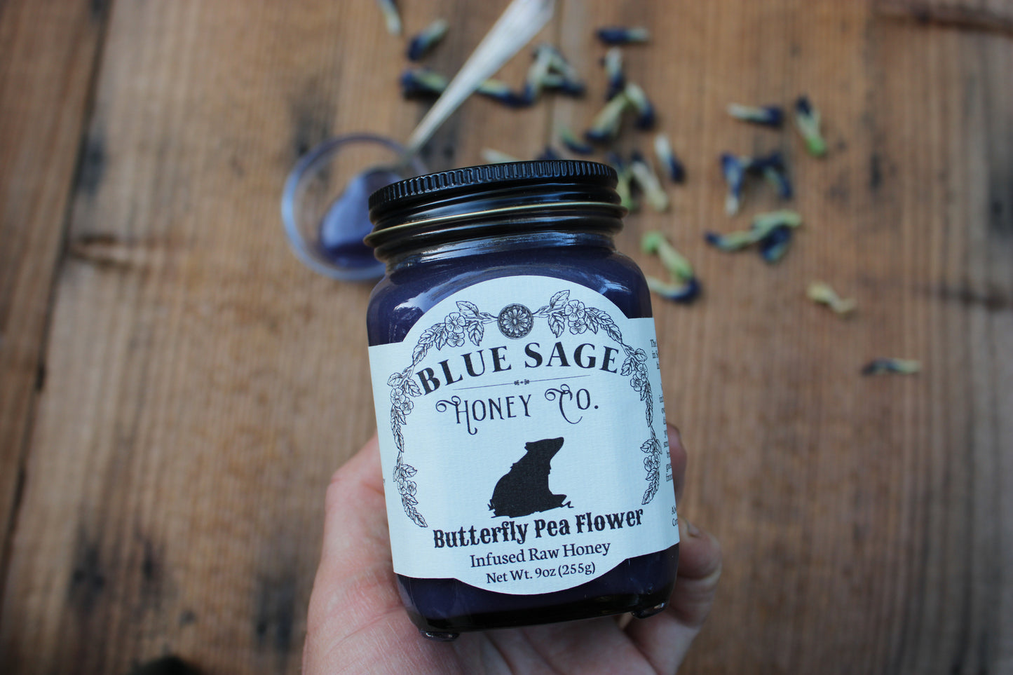 Butterfly Pea Flower Infused Raw Honey - Blue Butterfly Pea Flower Honey