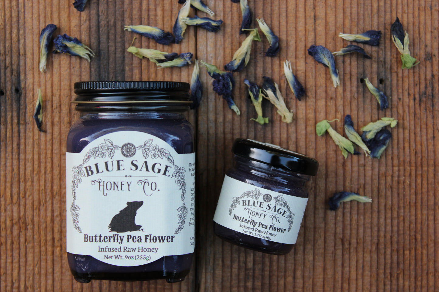 Butterfly Pea Flower Infused Raw Honey - Blue Butterfly Pea Flower Honey