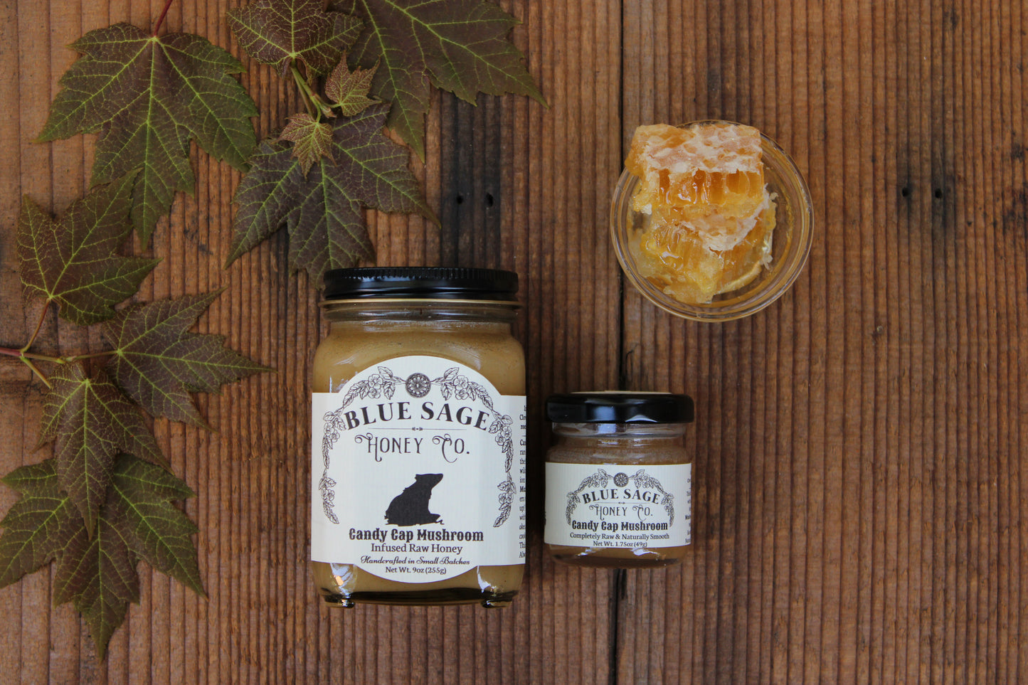 Candy Cap Mushroom Infused Honey - Maple Syrup Mushroom - Limited Batch! - Blue Sage Family Farm - Blue Sage Honey Co.