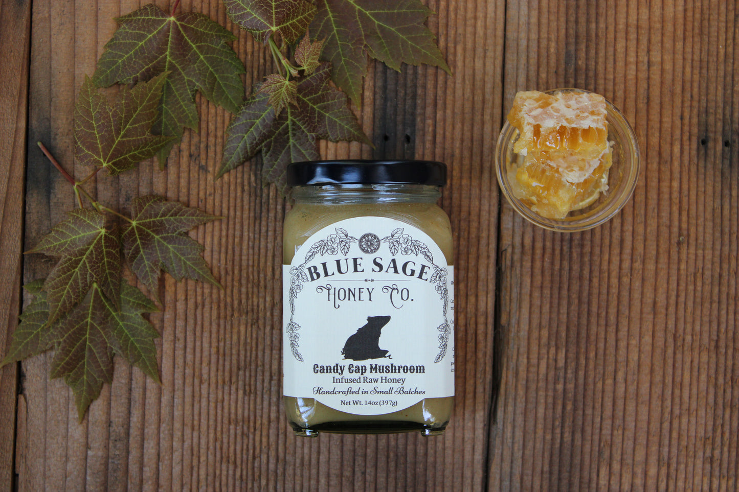 Candy Cap Mushroom Infused Honey - Maple Syrup Mushroom - Limited Batch! - Blue Sage Family Farm - Blue Sage Honey Co.
