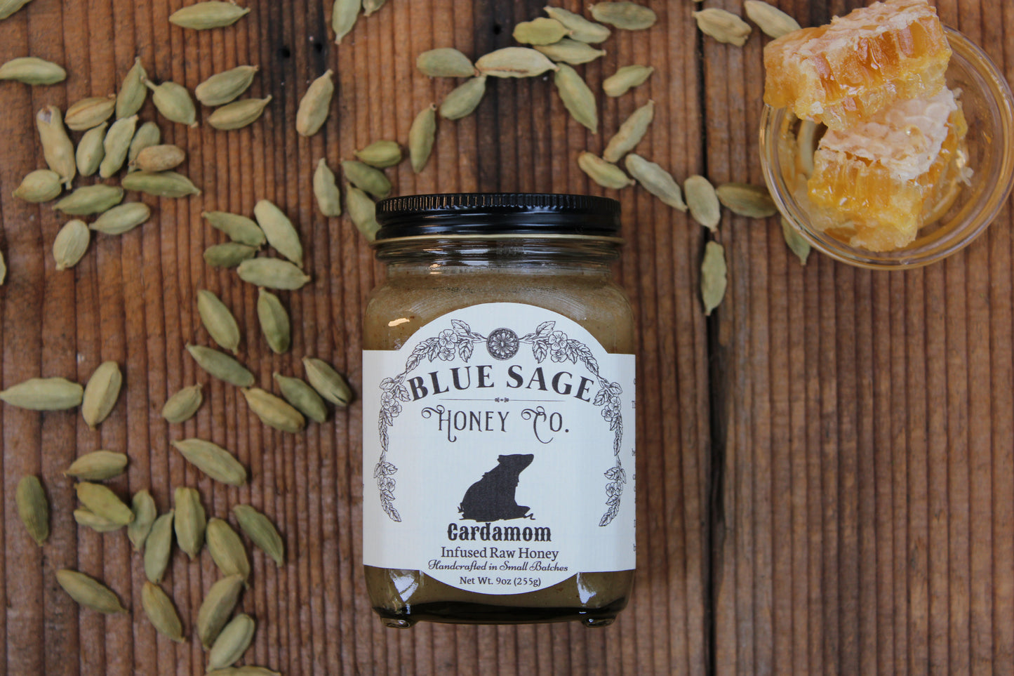 Cardamom Infused Raw Honey - Blue Sage Family Farm - Blue Sage Honey Co.