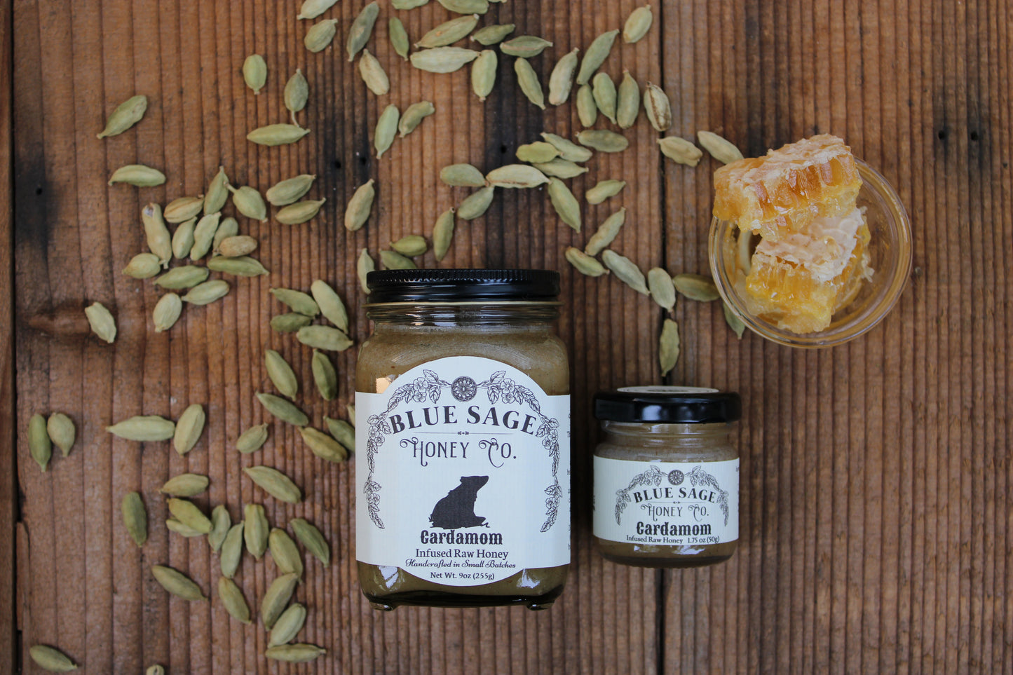 Cardamom Infused Raw Honey - Blue Sage Family Farm - Blue Sage Honey Co.