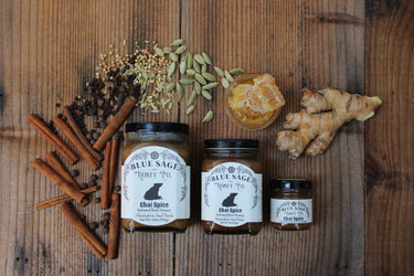 Chai Spice Infused Raw Honey - 9 Spice Blend - Blue Sage Family Farm - Blue Sage Honey Co.