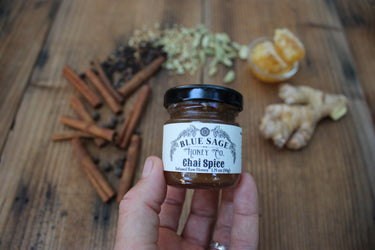 Chai Spice Infused Raw Honey - 9 Spice Blend - Blue Sage Family Farm - Blue Sage Honey Co.
