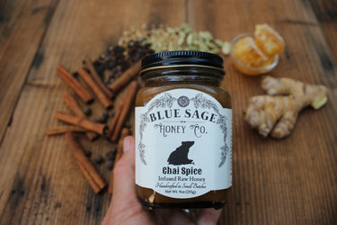 Chai Spice Infused Raw Honey - 9 Spice Blend - Blue Sage Family Farm - Blue Sage Honey Co.