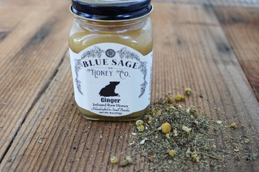 Ginger Honey & Calm Me Down Relaxing Herbal Tea ~ Curated Honey & Tea Pairing - Blue Sage Family Farm - Blue Sage Honey Co.