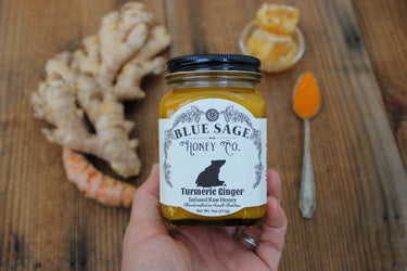 Turmeric Ginger Infused Raw Honey - Blue Sage Family Farm - Blue Sage Honey Co.
