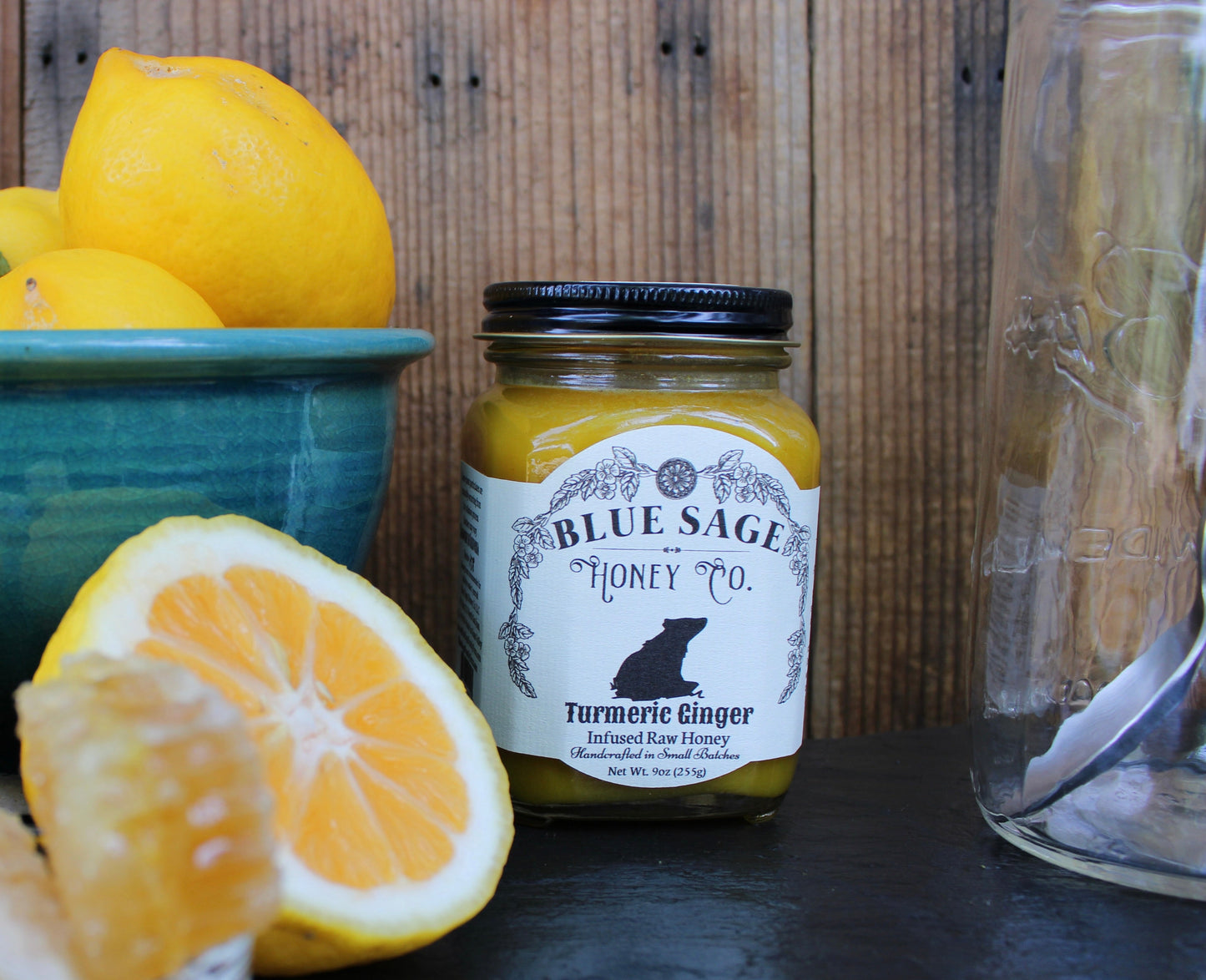 Turmeric Ginger Infused Raw Honey ~ Blue Sage Honey Co. - Blue Sage Family Farm - Blue Sage Honey Co.