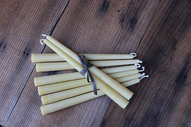 Bees Wax Taper Candle ~ Hand Poured Yellow Bees Wax Candle with Cotton Wick - Blue Sage Family Farm - Blue Sage Honey Co.