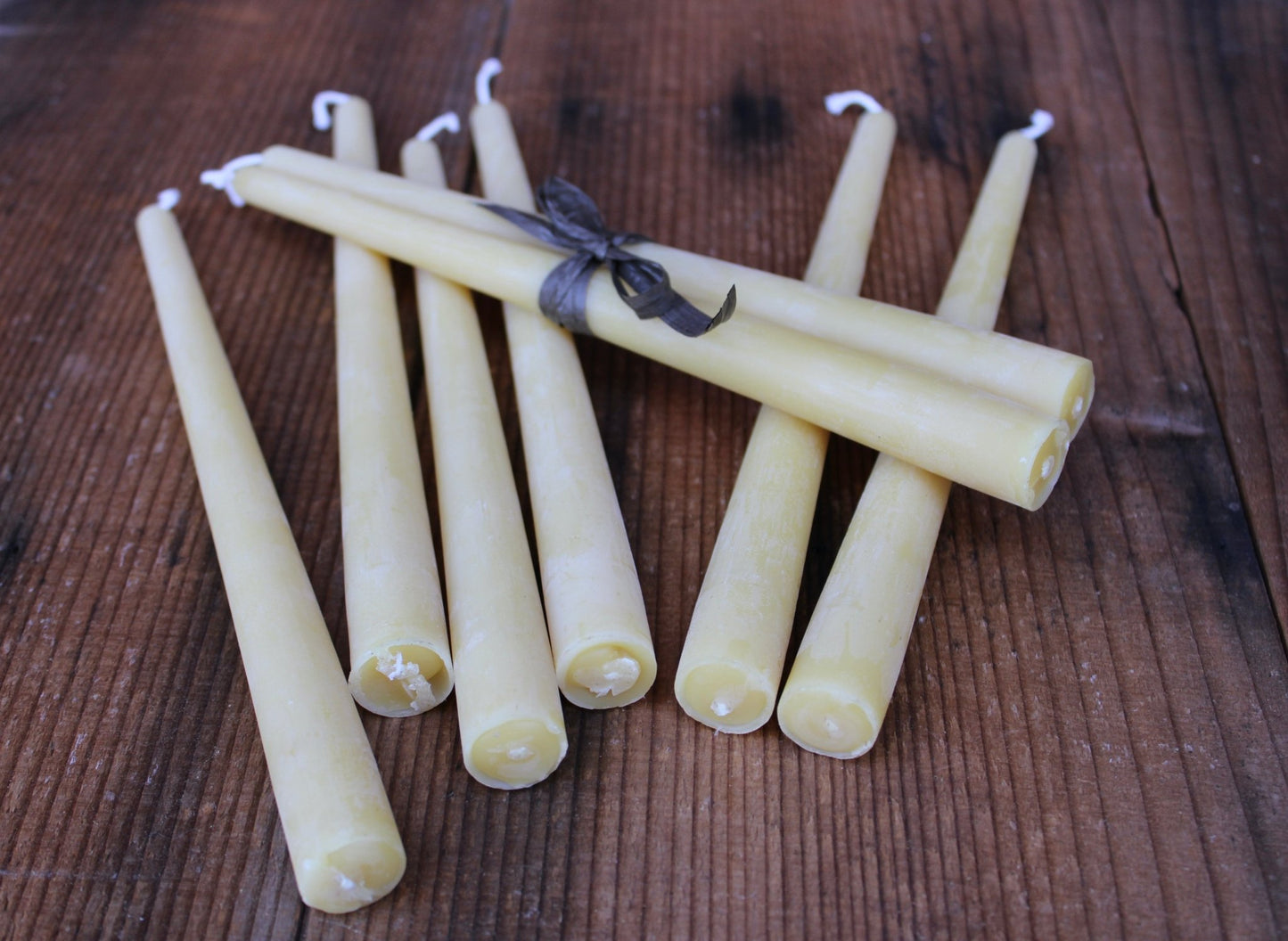 Bees Wax Taper Candle ~ Hand Poured Yellow Bees Wax Candle with Cotton Wick - Blue Sage Family Farm - Blue Sage Honey Co.