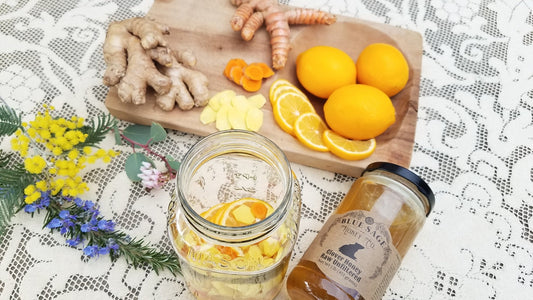 How to Make your own Delicious Immune Boosting Raw Honey Elixir with Lemon, Ginger & Turmeric - Blue Sage Family Farm