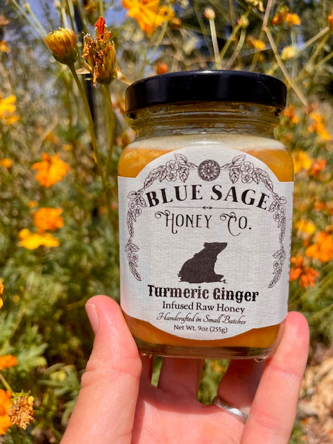 Turmeric Ginger Infused Raw Honey ~ Blue Sage Honey Co.