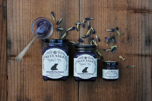 Butterfly Pea Flower Infused Raw Honey - Blue Butterfly Pea Flower Honey