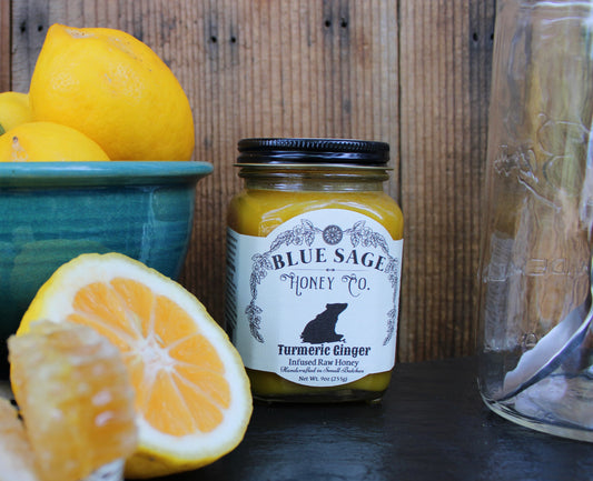Turmeric Ginger Infused Raw Honey ~ Blue Sage Honey Co.