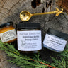 Self-Care Bundle with Turmeric Ginger Honey, Nighttime Herbal Paste, and Butterfly Pea Flower Powder on wood