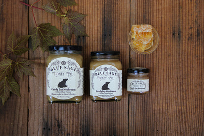 Candy Cap Mushroom Infused Honey - Maple Syrup Mushroom - Limited Batch! - Blue Sage Family Farm - Blue Sage Honey Co.