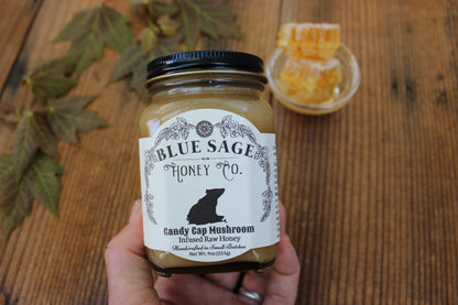 Candy Cap Mushroom Infused Honey - Maple Syrup Mushroom - Limited Batch! - Blue Sage Family Farm - Blue Sage Honey Co.