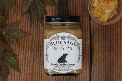 Candy Cap Mushroom Infused Honey - Maple Syrup Mushroom - Limited Batch! - Blue Sage Family Farm - Blue Sage Honey Co.