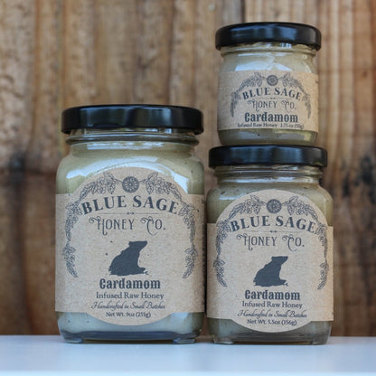 Cardamom Infused Raw Honey - Blue Sage Family Farm - Blue Sage Honey Co.