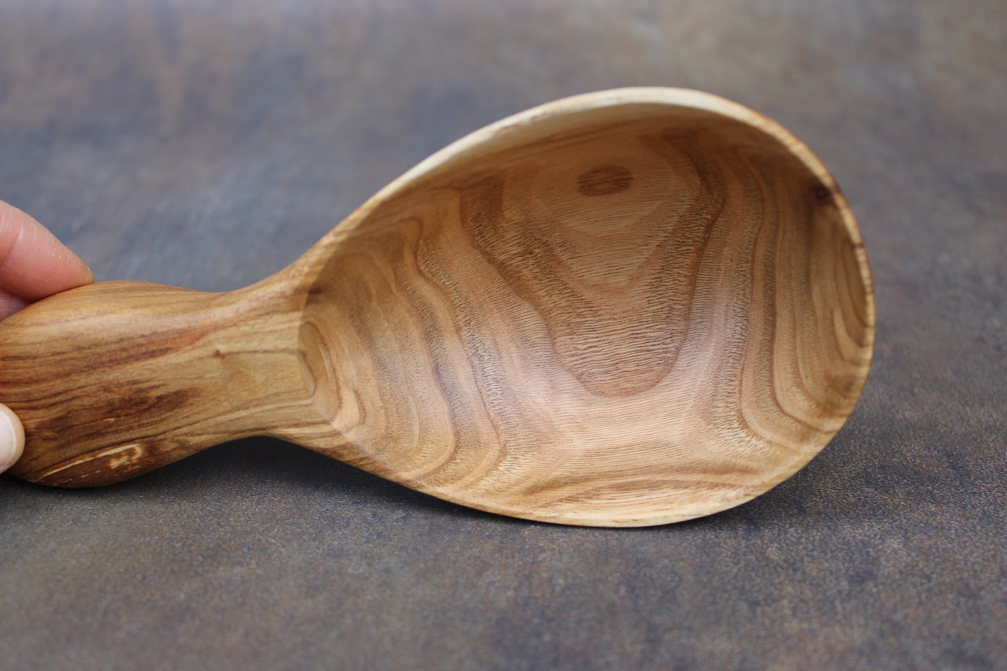 Chestnut Wood Carved Scoop Spoon ~ Bulk Grain Scoop ~ Serving Spoon ~ Soup Ladle - Blue Sage Family Farm