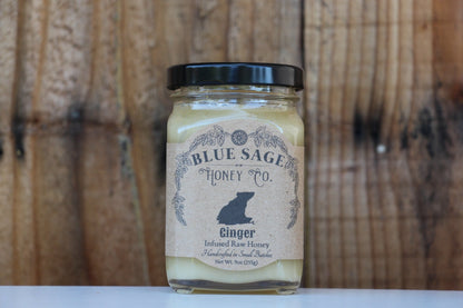 Ginger Infused Raw Honey- Ginger Honey - Blue Sage Family Farm