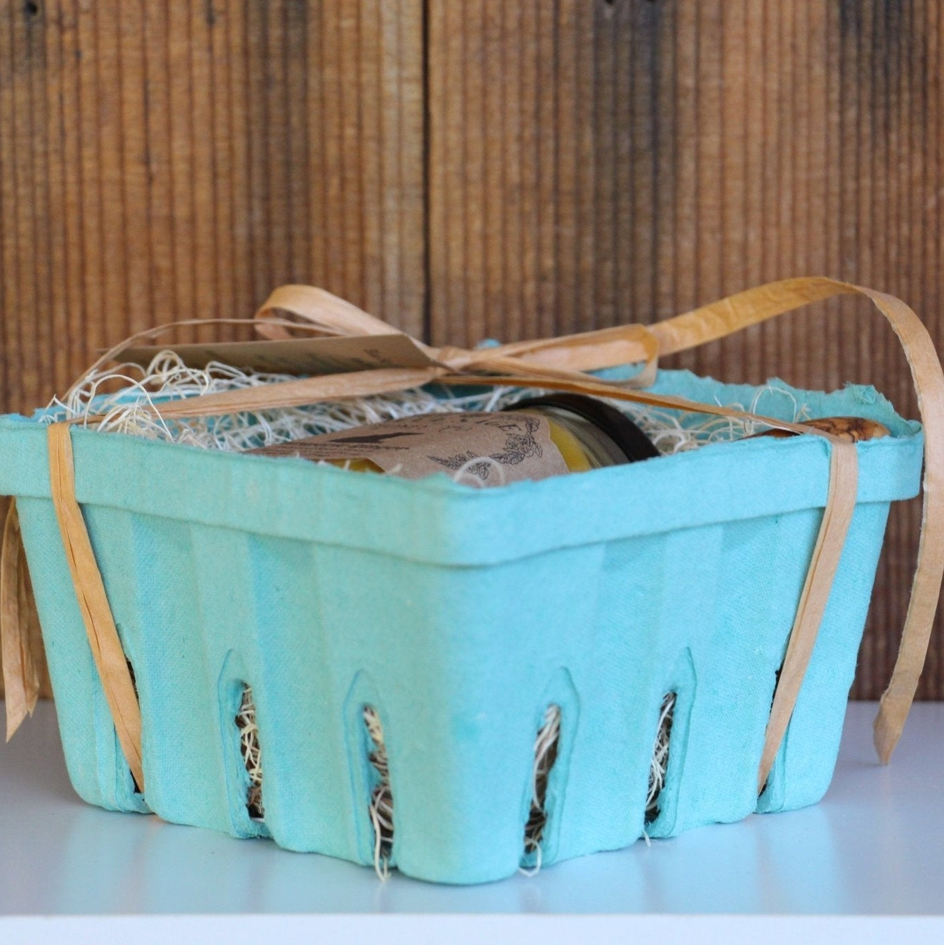 Gourmet Honey Basket with Handcrafted Olive Wood Spoon - Blue Sage Family Farm - Blue Sage Honey Co.