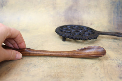Hand Carved Double Sided Spoon & Scottish Spurtle for Mixing, Stirring & portioning spices made from Sustainably Sourced Walnut - Blue Sage Family Farm