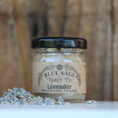 Lavender Infused Raw Honey - Organic Lavender Flowers - Blue Sage Family Farm - Blue Sage Honey Co.