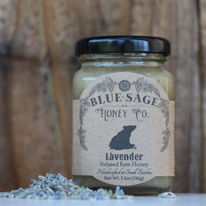 Lavender Infused Raw Honey - Organic Lavender Flowers - Blue Sage Family Farm - Blue Sage Honey Co.