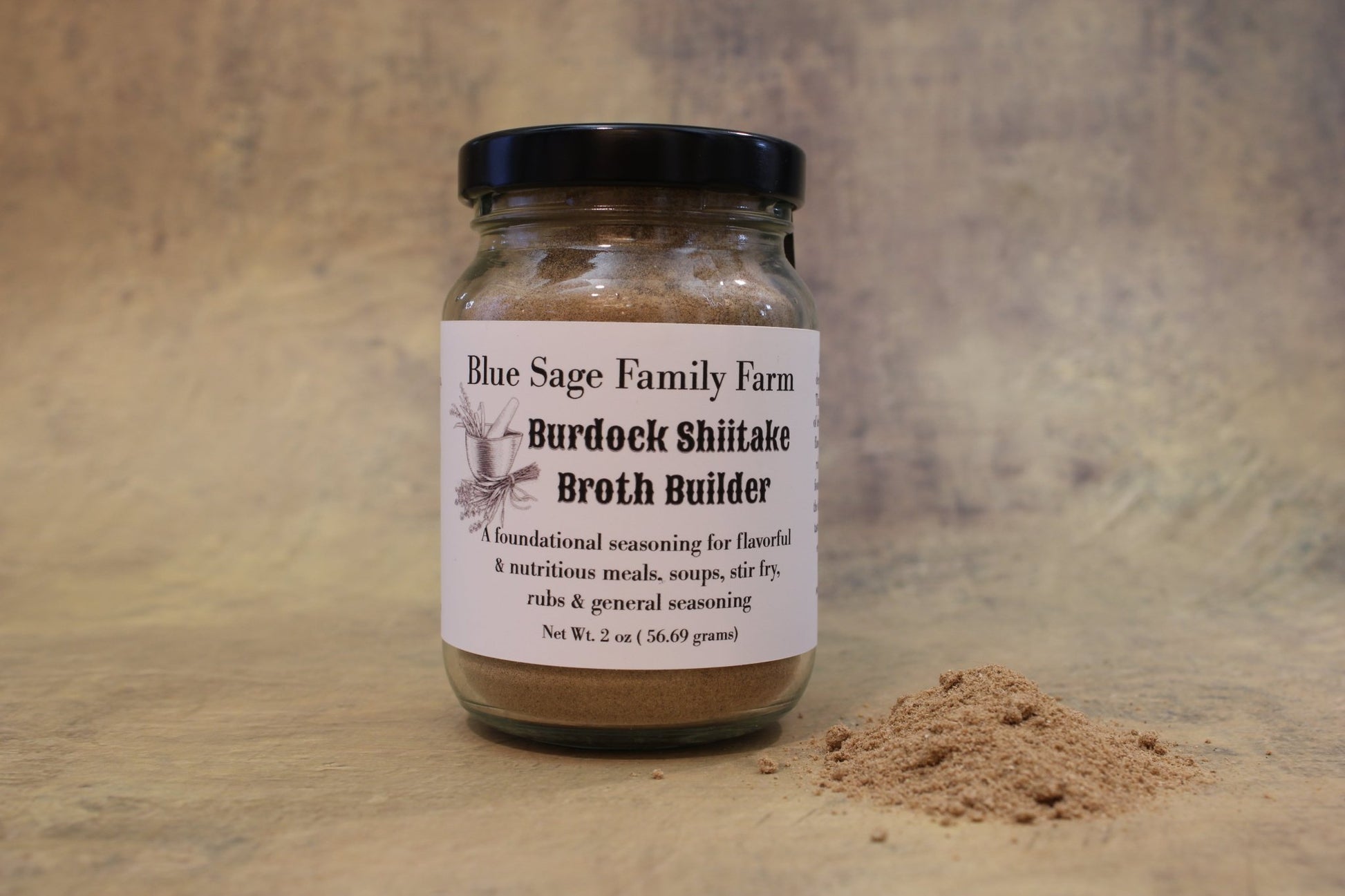 Shiitake Mushroom, Burdock Root Broth Building Seasoning Blend ~ Soup Stocks, Bone Broths, Veggies, Meats & More - Blue Sage Family Farm